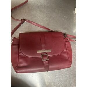 Damsel in Defense Concealed Carry Crossbody Bag Burgundy Faux Leather Buckle